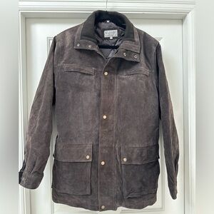 Brown Suede Men’s Leather Jacket Heavy Button And Zip Size XL Cowboy Yellowstone